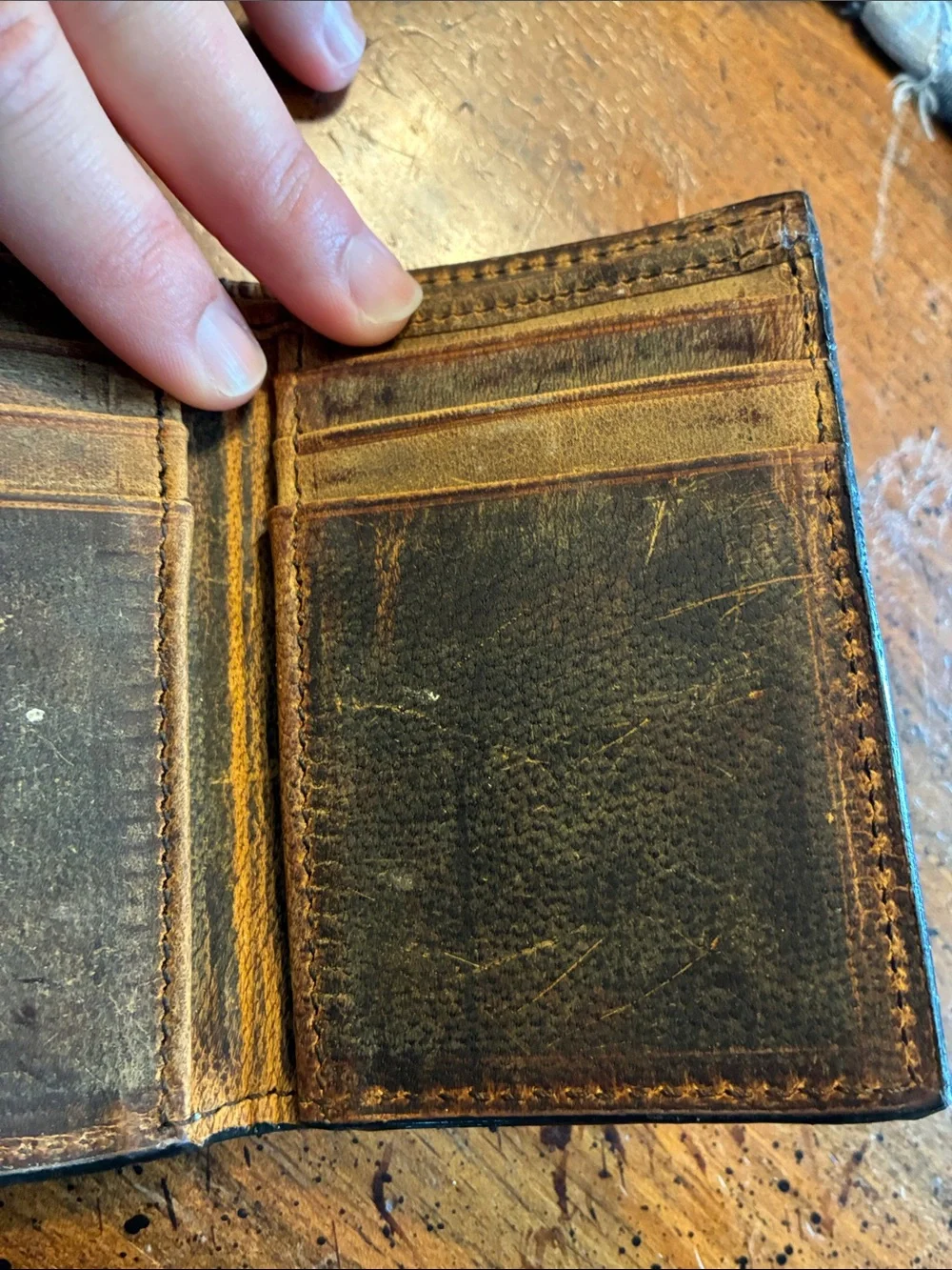 Twisted X Brown Leather Bifold Wallet with Turquoise Cross Stitch Accent
